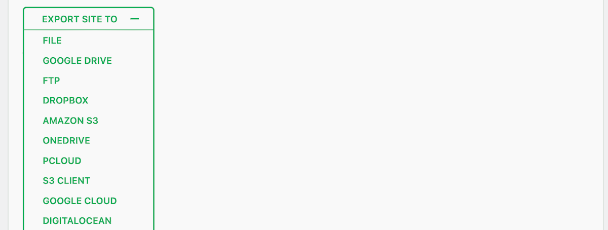 All-in-One WP Migration export location options
