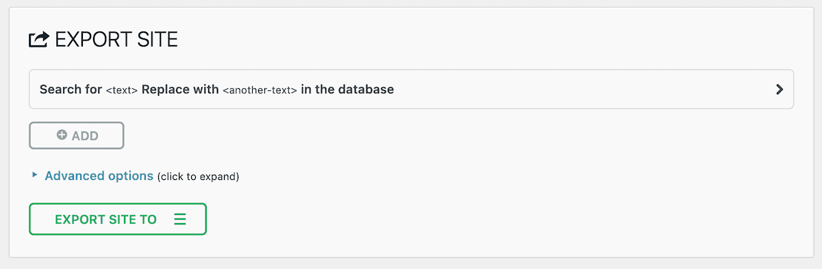 All-in-One WP Migration export screen