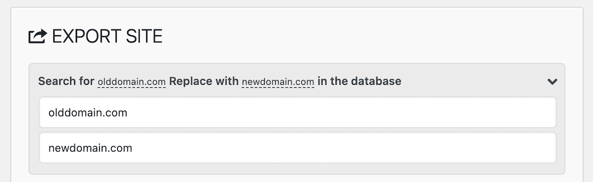 All-in-One WP Migration search and replace domain feature